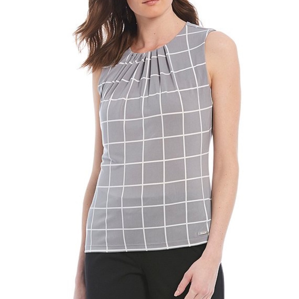 Grey Plaid Calvin Klein Top